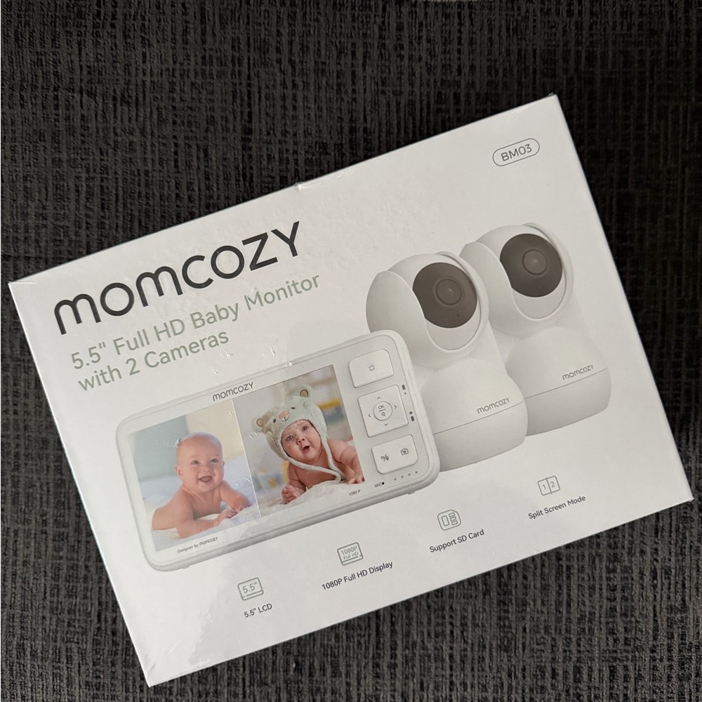 Momcozy Baby Monitor with Dual Cameras - White 1080P High-Performance Video BM01